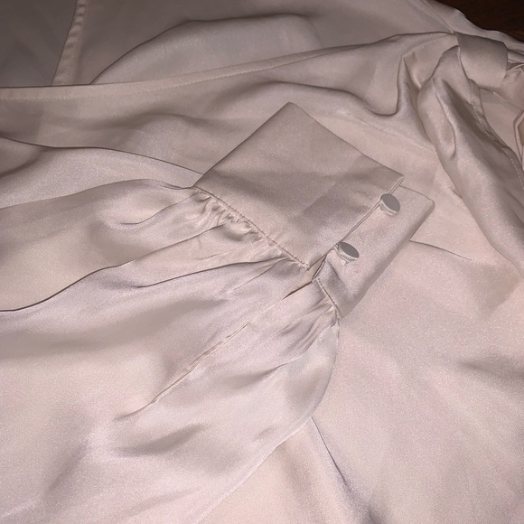 Express Silky Cream Wrap V Neck Peasant Sleeve Blouse Shirt Formal Office XS - Picture 3 of 13